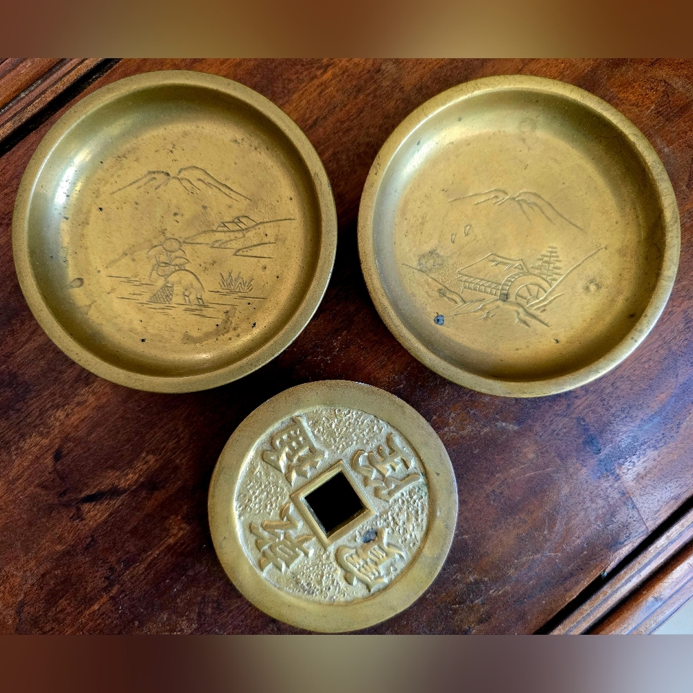Vintage Japanese Brass Saucers
